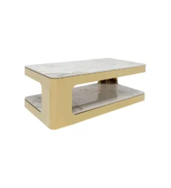 Stolik kawowy NUBE DUO 130 cm złoty efekt marmur