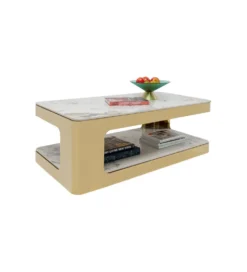 Stolik kawowy NUBE DUO 130 cm złoty efekt marmur