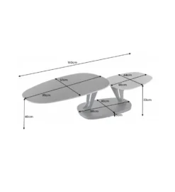 Stolik kawowy obrotowy MOVI 95 cm - 160 cm cermika optyka kamienia