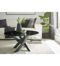 Stolik kawowy okrągły KOPENHAGEN 80 cm szkło szare