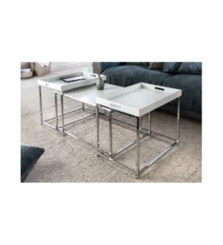 Stolik kawowy OKTAWIAN Elements set 3 biały