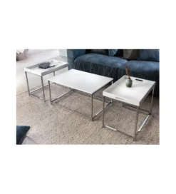 Stolik kawowy OKTAWIAN Elements set 3 biały