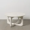 Stolik kawowy ONAKI 75 cm drewno mango marmur biały