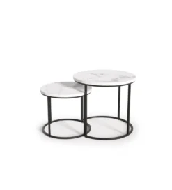 Stolik Kawowy OREO set 2 w kolorze białego marmuru