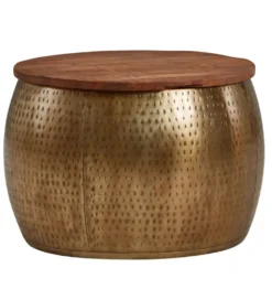 Stolik kawowy ORIENT 60 cm złoty drewno mango