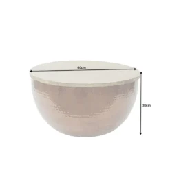 Stolik kawowy Orient Storage 60 cm miedziany z blatem Mango
