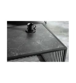 Stolik kawowy PASCAL 100 cm w optyce czarnego marmuru