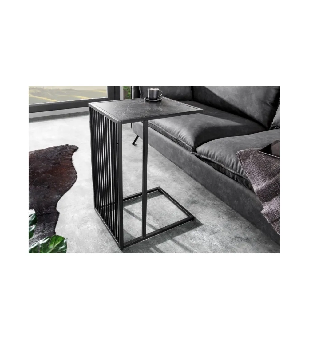 Stolik kawowy PASCAL 35 cm w optyce czarnego marmuru