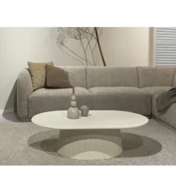 Stolik kawowy PATO 120 cm drewno mango biała