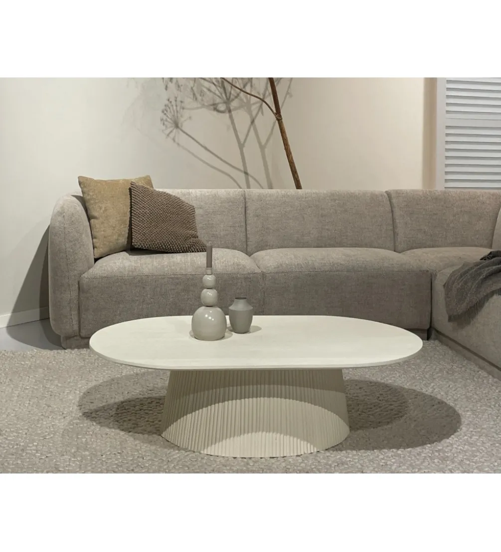 Stolik kawowy PATO 120 cm drewno mango biała