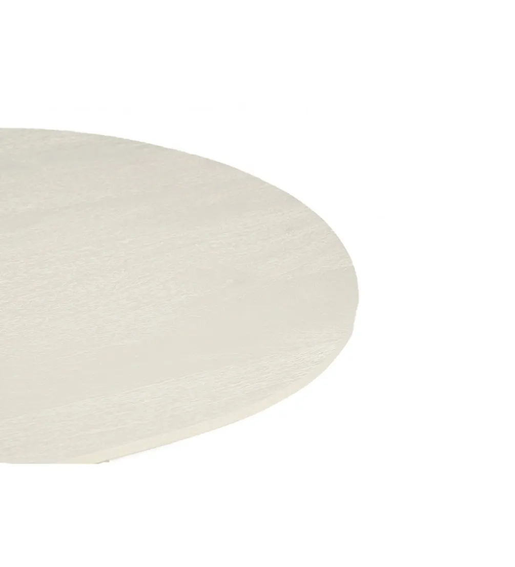 Stolik kawowy PATO 80 cm drewno mango biała