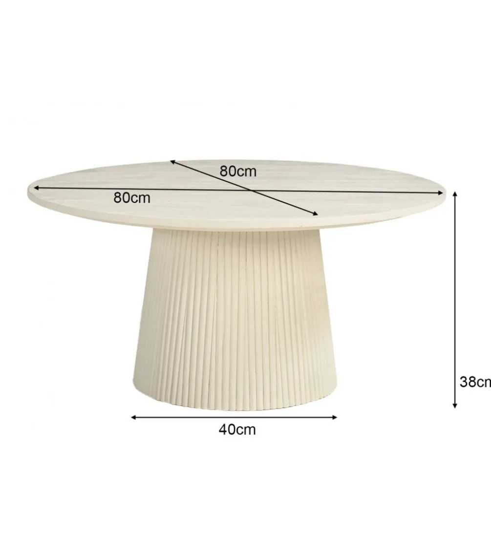 Stolik kawowy PATO 80 cm drewno mango biała