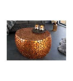 Stolik kawowy PEDRA Stone Mosaic 72 cm miedziany