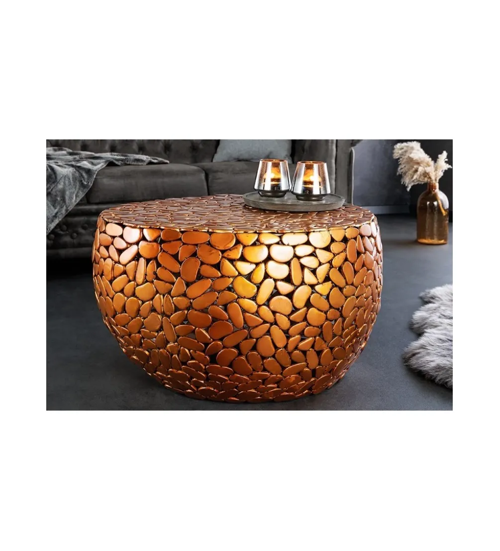Stolik kawowy PEDRA Stone Mosaic 72 cm miedziany