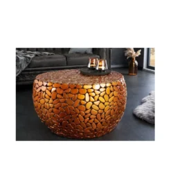 Stolik kawowy PEDRA Stone Mosaic 72 cm miedziany