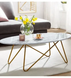 Stolik kawowy PLYMO 120 cm w optyce marmuru