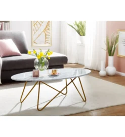 Stolik kawowy PLYMO 120 cm w optyce marmuru