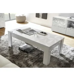 Stolik kawowy PRISMA 122 cm biały z ozdobnym nadrukiem