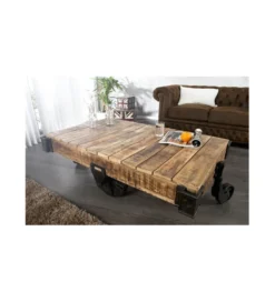 Stolik kawowy Railway 120 cm drewno Mango