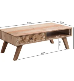 Stolik kawowy REWA 95 cm drewno akacja
