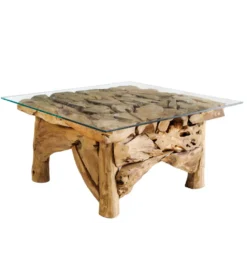 Stolik kawowy RIVERSIDE 80 cm drewno teak bez szkła