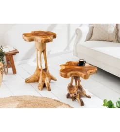 Stolik kawowy ROOT 40 cm drewno teak naturalny