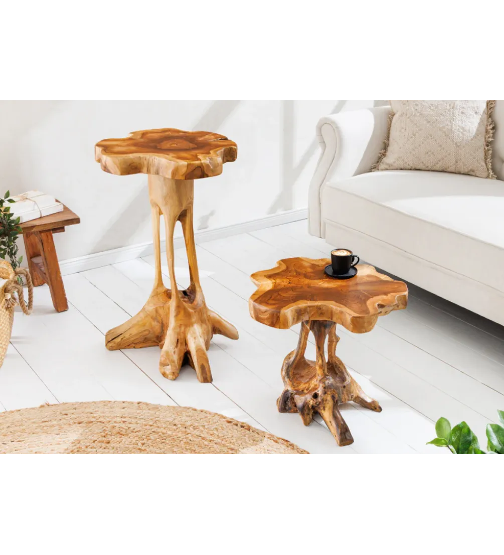 Stolik kawowy ROOT 40 cm drewno teak naturalny
