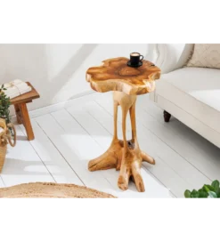 Stolik kawowy ROOT 70 cm drewno teak naturalny