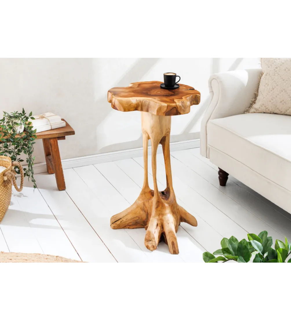 Stolik kawowy ROOT 70 cm drewno teak naturalny