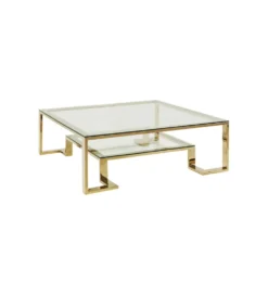 Stolik kawowy RUSH 120 cm złoty szklany