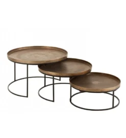 Stolik kawowy Rust set 3 miedziany