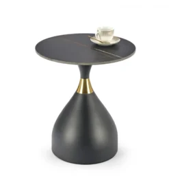 Stolik kawowy SCALITA 50 cm ceramika w optyce marmuru