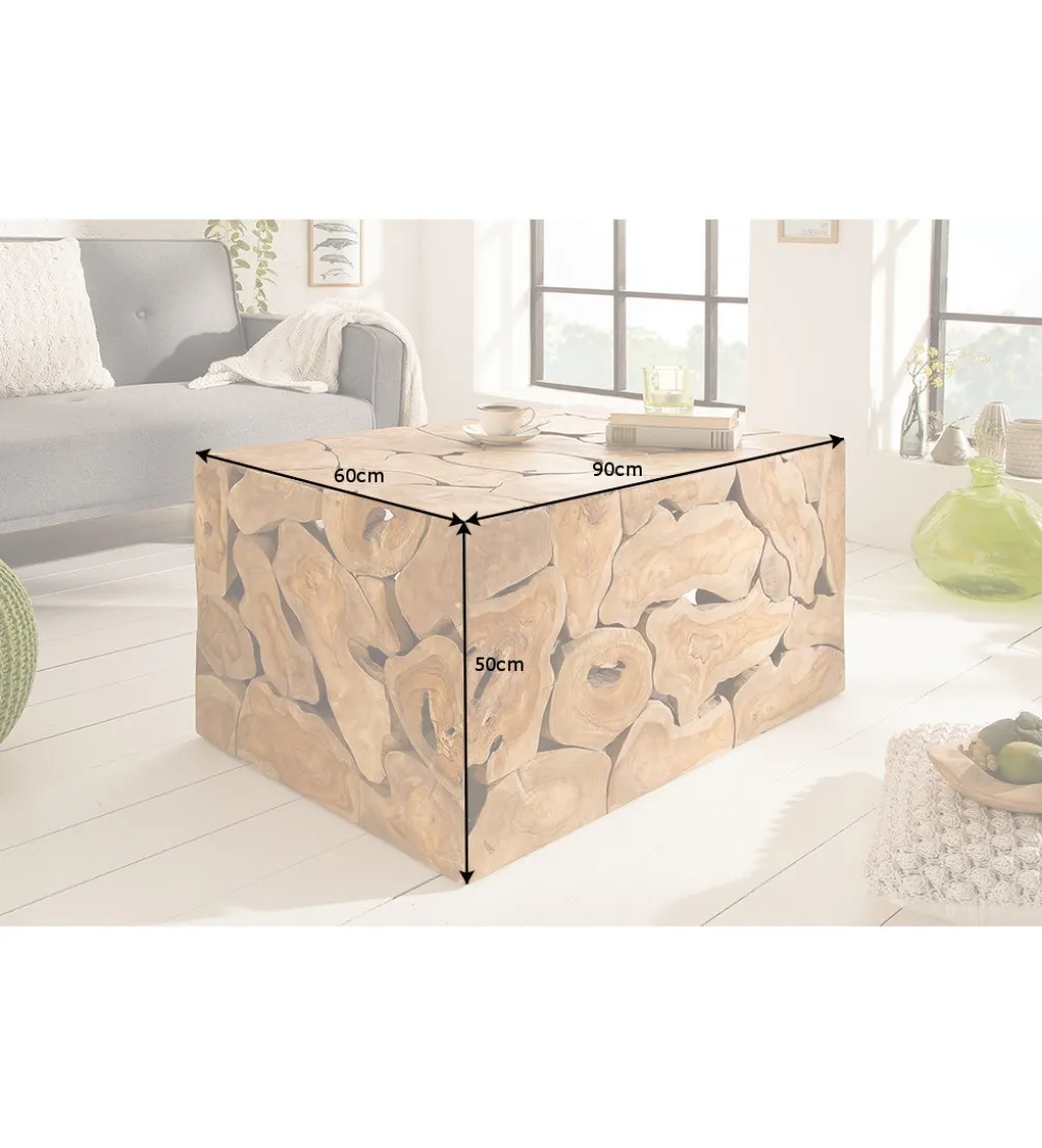 Stolik kawowy SHARK 90 cm drewno Teak