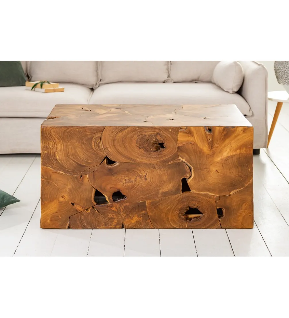 Stolik kawowy SHARK 90 cm drewno Teak