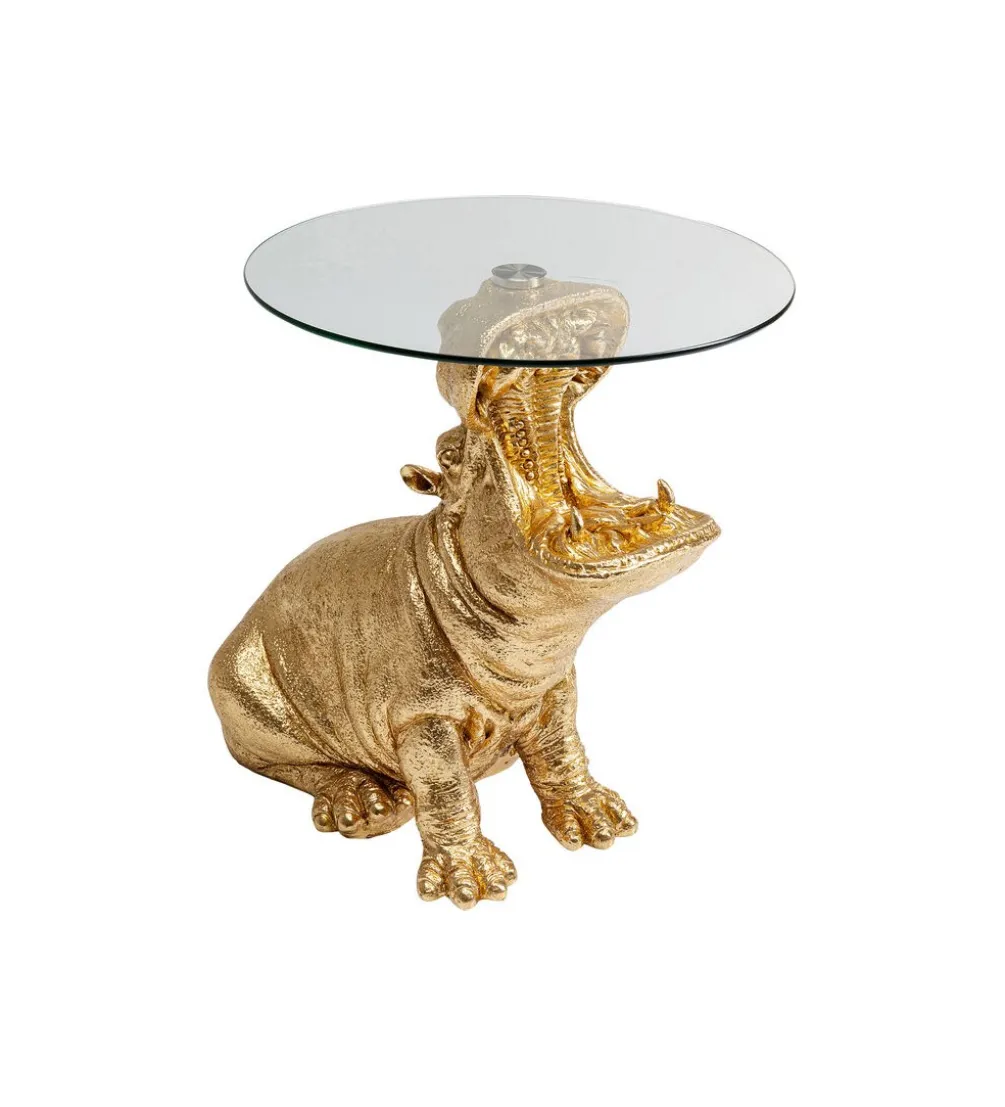 Stolik kawowy SITTING HIPPO 48 cm złoty