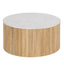 Stolik kawowy SPINDIMA 80 cm drewno mango marmur