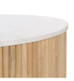 Stolik kawowy SPINDIMA 80 cm drewno mango marmur
