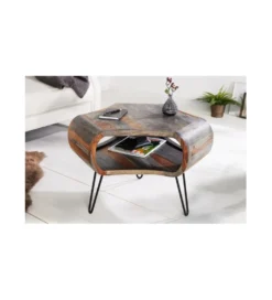 Stolik kawowy SPIN RETRO 60 cm drewno Sheesham