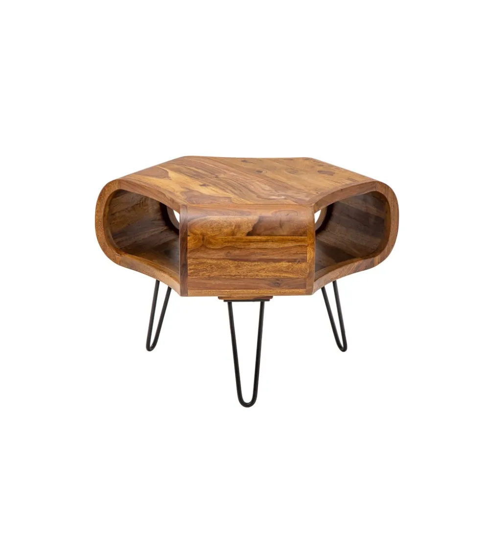 Stolik kawowy SPIN RETRO 60 cm drewno Sheesham