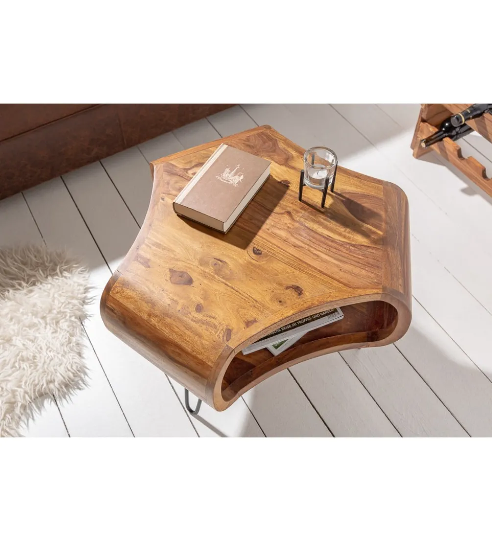 Stolik kawowy SPIN RETRO 60 cm drewno Sheesham