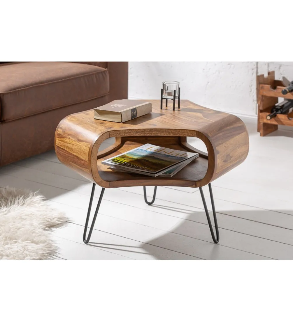 Stolik kawowy SPIN RETRO 60 cm drewno Sheesham