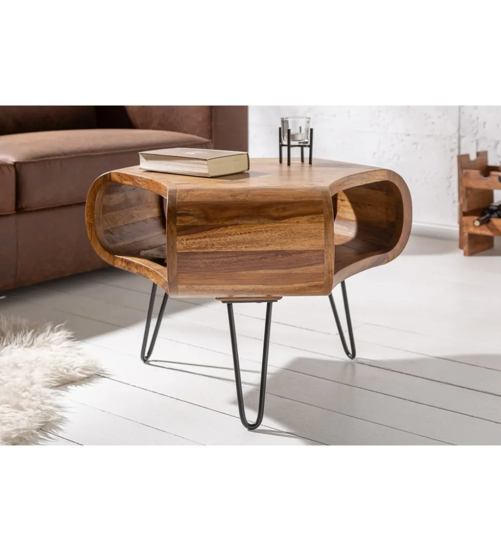 Stolik kawowy SPIN RETRO 60 cm drewno Sheesham