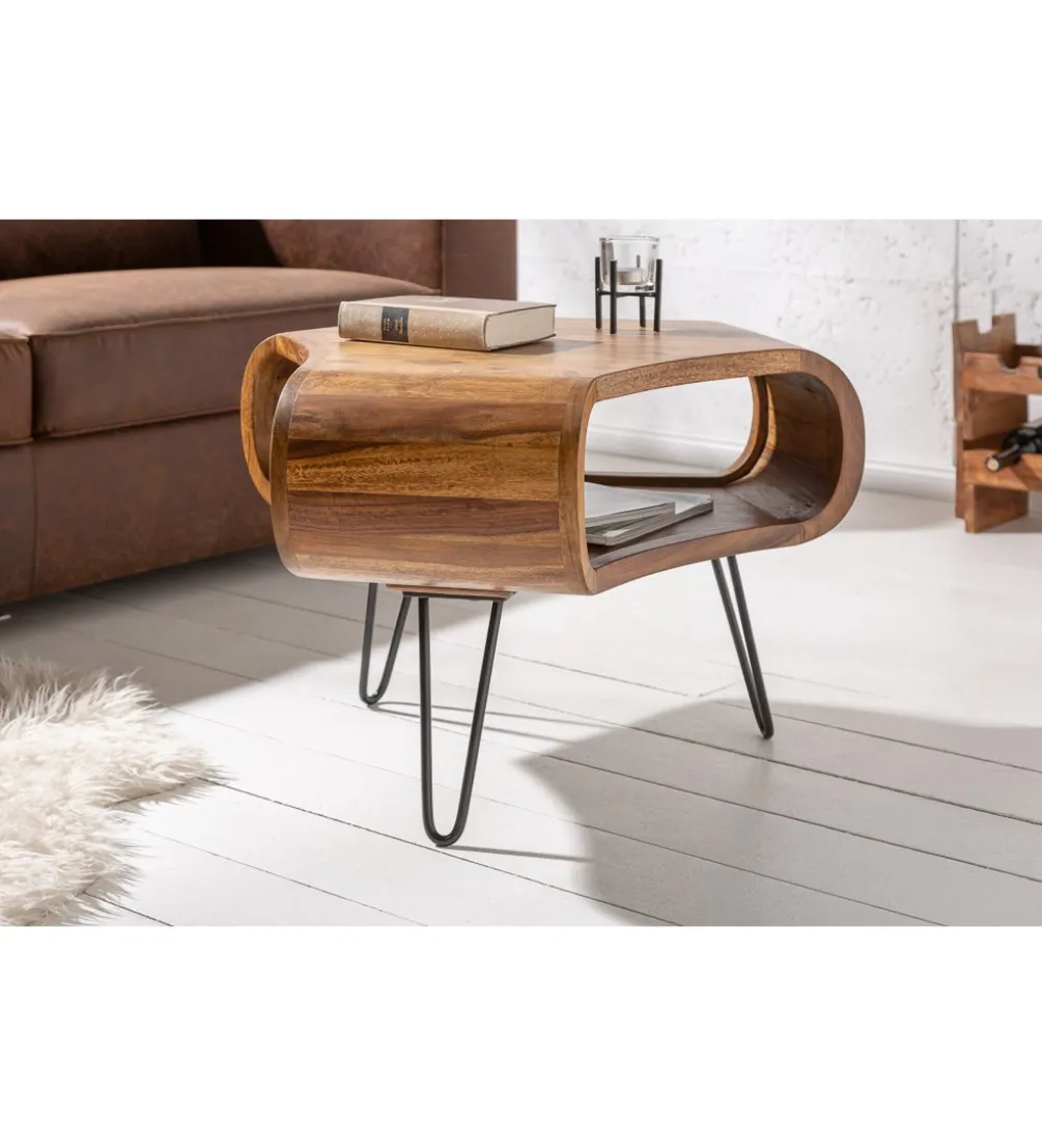 Stolik kawowy SPIN RETRO 60 cm drewno Sheesham