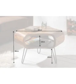 Stolik kawowy SPIN RETRO 60 cm drewno Sheesham