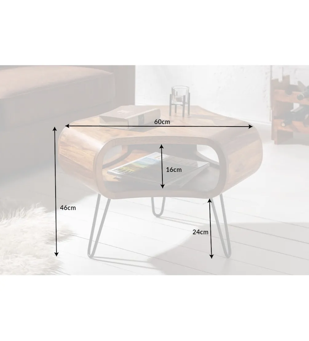 Stolik kawowy SPIN RETRO 60 cm drewno Sheesham