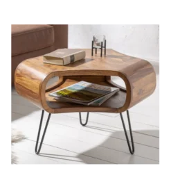 Stolik kawowy SPIN RETRO 60 cm drewno Sheesham