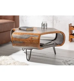 Stolik kawowy SPIN RETRO 70 cm drewno Sheesham