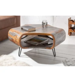 Stolik kawowy SPIN RETRO 70 cm drewno Sheesham