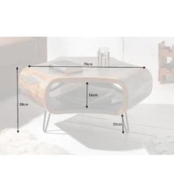 Stolik kawowy SPIN RETRO 70 cm drewno Sheesham