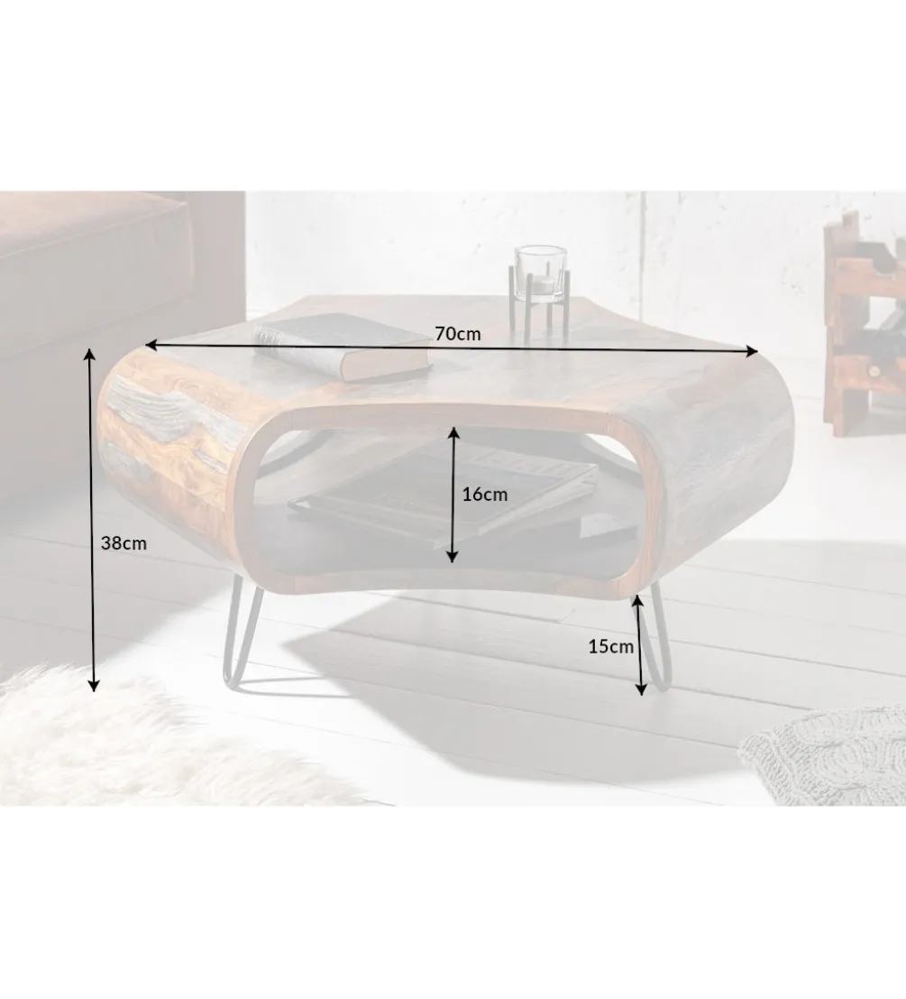 Stolik kawowy SPIN RETRO 70 cm drewno Sheesham